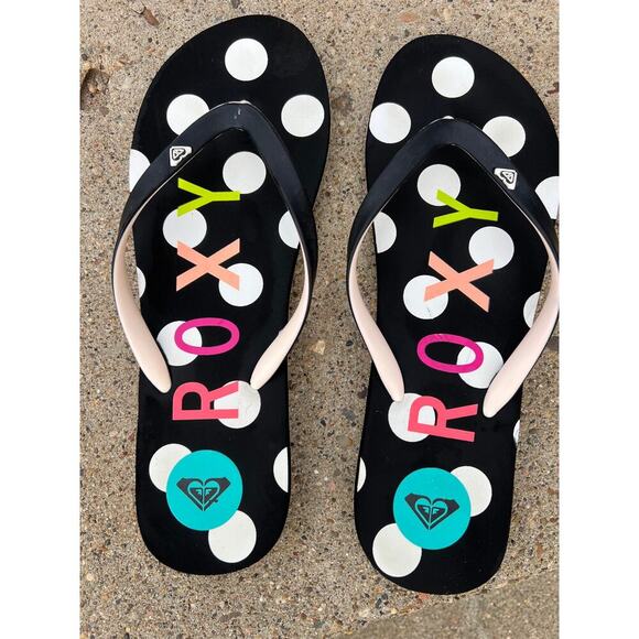 Roxyflip flop thong sandals, black, women's size 7 1/2-8 - Picture 1 of 5